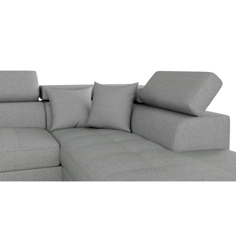 Convertible corner sofa 5 places fabric Right Angle RIO (Light grey) - image 56366