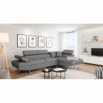 Convertible corner sofa 5 places fabric Right Angle RIO (Light grey)