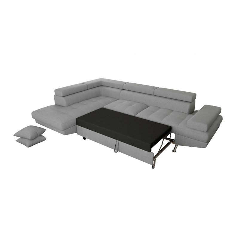 Convertible corner sofa 5 places fabric Left Corner RIO (Light grey) - image 56369