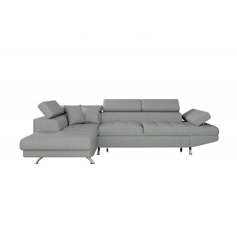 Convertible corner sofa 5 places fabric Left Corner RIO (Light grey) - image 56376