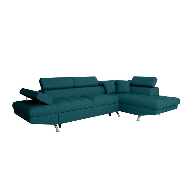 Convertible corner sofa 5 places fabric Right Angle RIO (Duck Blue) - image 56383