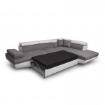Convertible corner sofa 5 places microfiber and imitation Right Angle RIO (Grey, white)