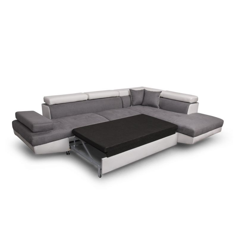 Convertible corner sofa 5 places microfiber and imitation Right Angle RIO (Grey, white) - image 56501