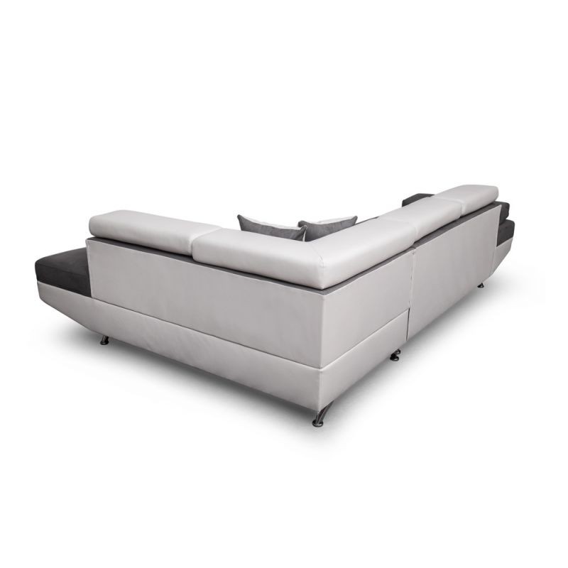 Convertible corner sofa 5 places microfiber and imitation Right Angle RIO (Grey, white) - image 56504