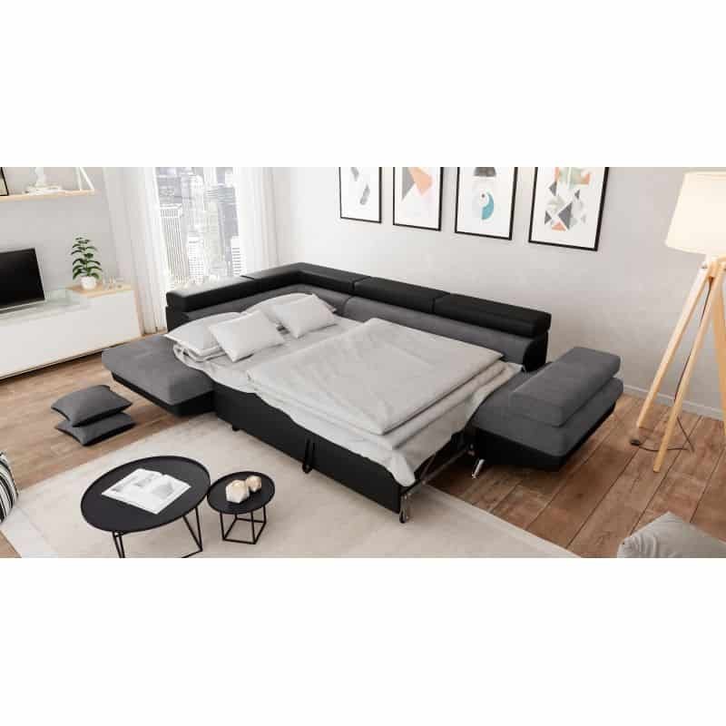 Convertible corner sofa 5 places microfiber and imitation Left Angle RIO (Grey, black) - image 56508