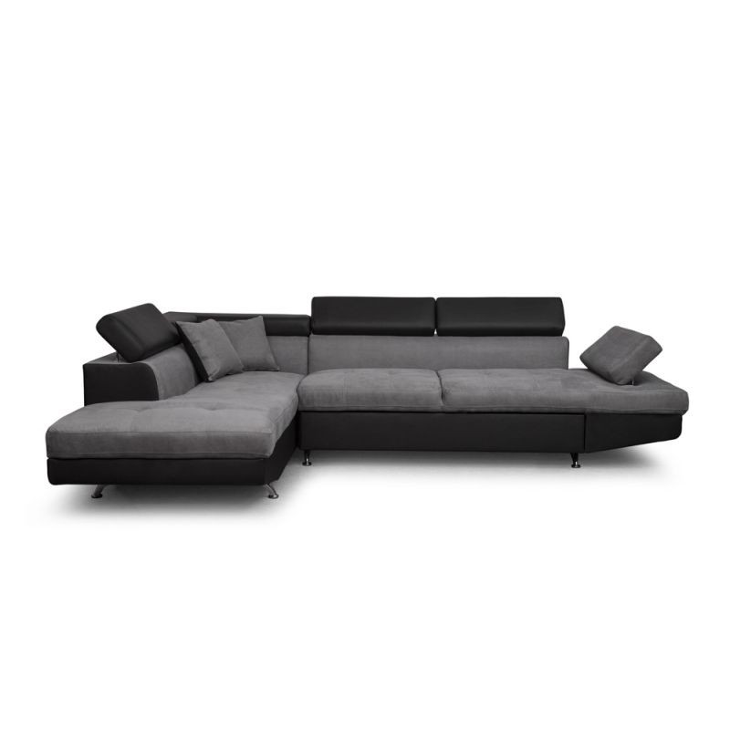 Convertible corner sofa 5 places microfiber and imitation Left Angle RIO (Grey, black) - image 56509