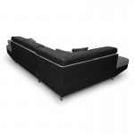 Convertible corner sofa 5 places microfiber and imitation Left Angle RIO (Grey, black)