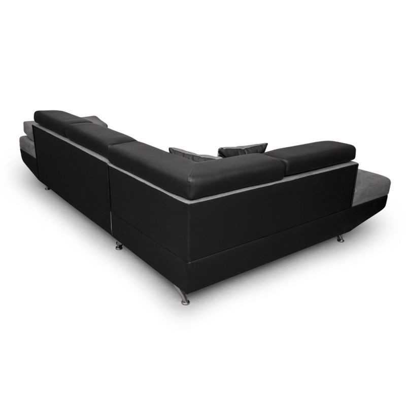 Convertible corner sofa 5 places microfiber and imitation Left Angle RIO (Grey, black) - image 56512
