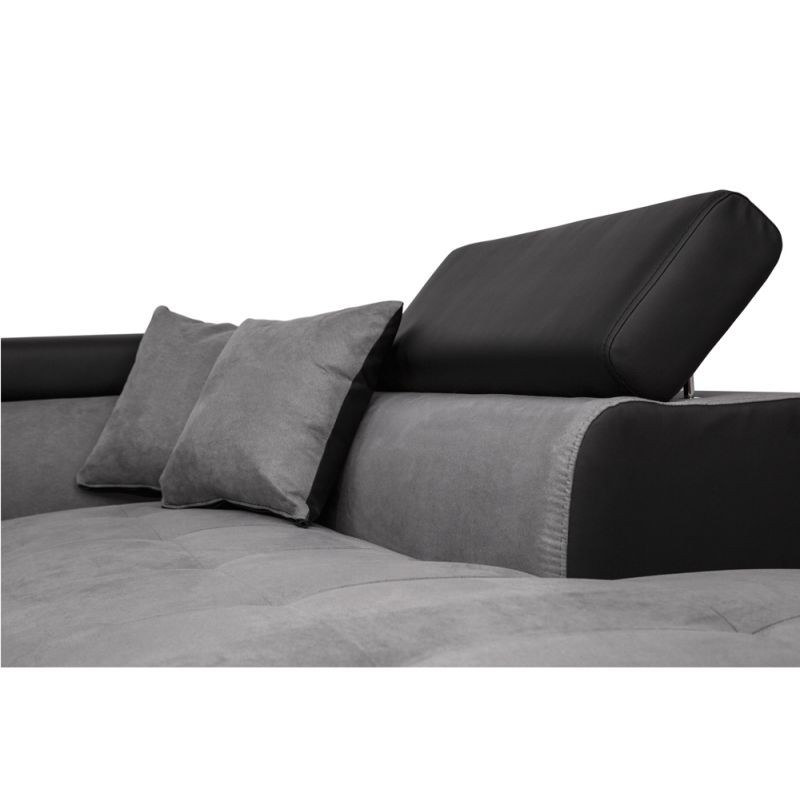 Convertible corner sofa 5 places microfiber and imitation Right Angle RIO (Grey, black) - image 56516
