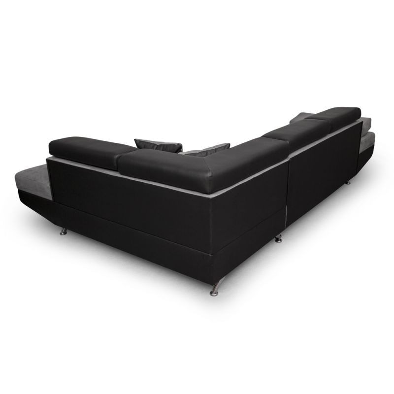 Convertible corner sofa 5 places microfiber and imitation Right Angle RIO (Grey, black) - image 56521