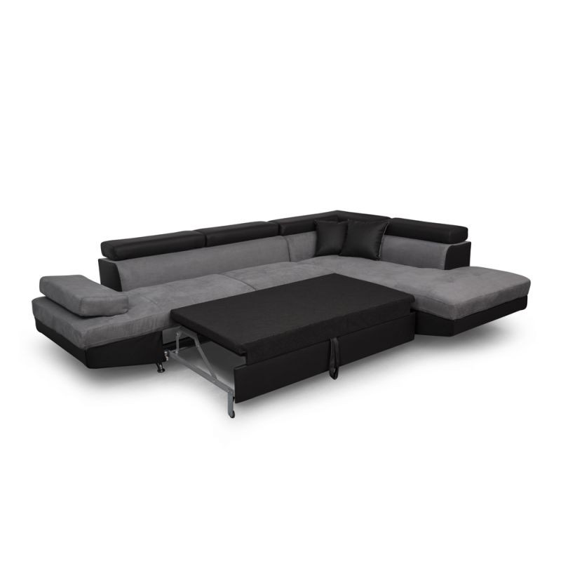 Convertible corner sofa 5 places microfiber and imitation Right Angle RIO (Grey, black) - image 56523