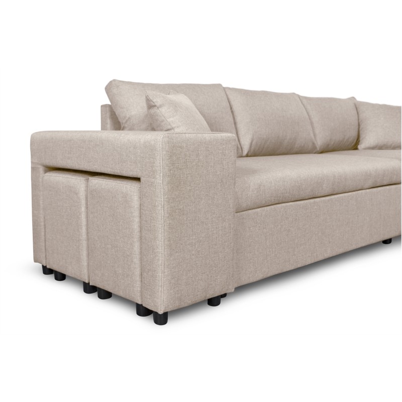 Corner sofa convertible fabric Niche left BENTO (Beige) - image 56526