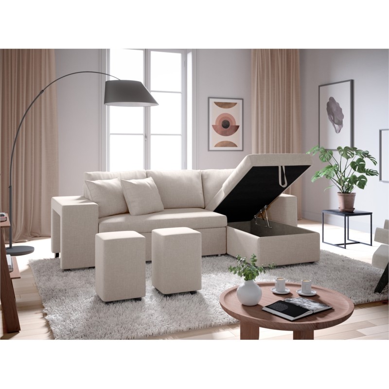 Corner sofa convertible fabric Niche left BENTO (Beige) - image 56532