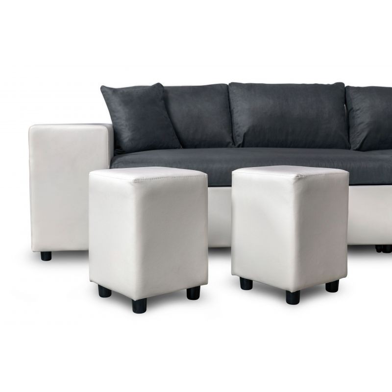 Corner sofa convertible microfiber and imitation Niche on the Left BENTO (Grey, white) - image 56546
