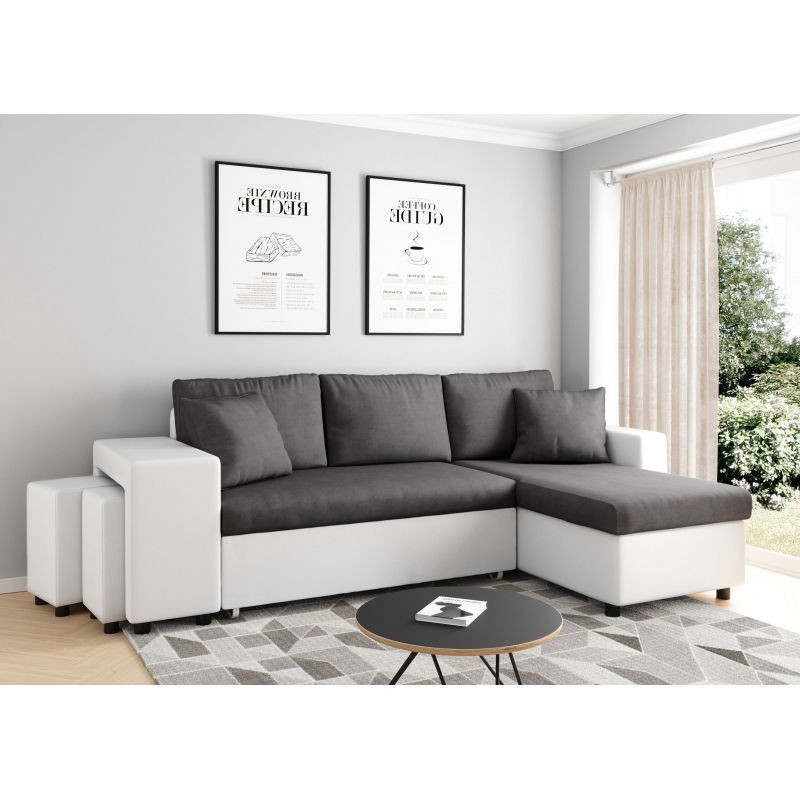 Corner sofa convertible microfiber and imitation Niche on the Left BENTO (Grey, white) - image 56550