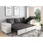 Corner sofa convertible microfiber and imitation Niche on the Left BENTO (Grey, white)