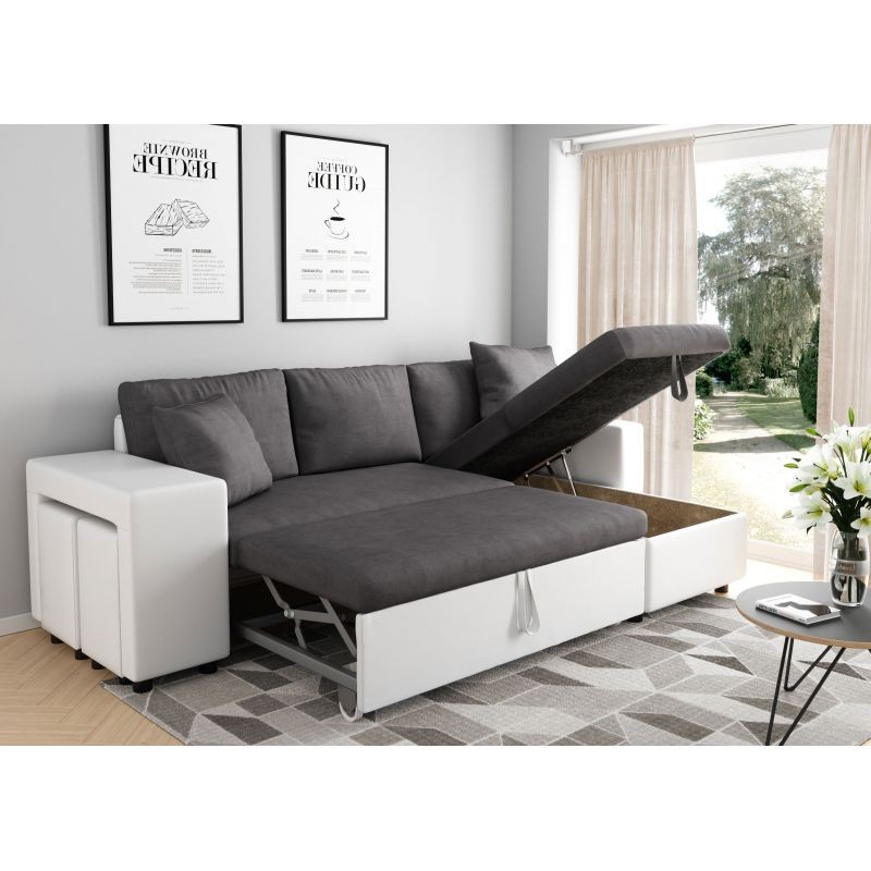 Corner sofa convertible microfiber and imitation Niche on the Left BENTO (Grey, white) - image 56551