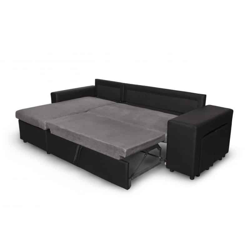 Corner sofa convertible microfiber and imitation Niche right BENTO (Grey, black) - image 56556