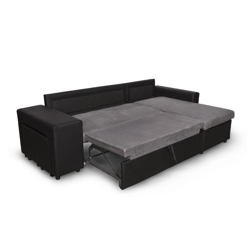 Corner sofa convertible microfiber and imitation Niche on the Left BENTO (Grey, Black) - image 56569
