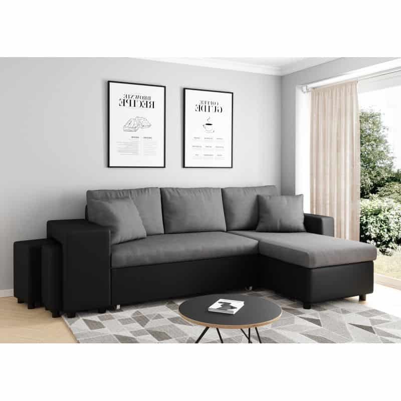 Corner sofa convertible microfiber and imitation Niche on the Left BENTO (Grey, Black) - image 56572