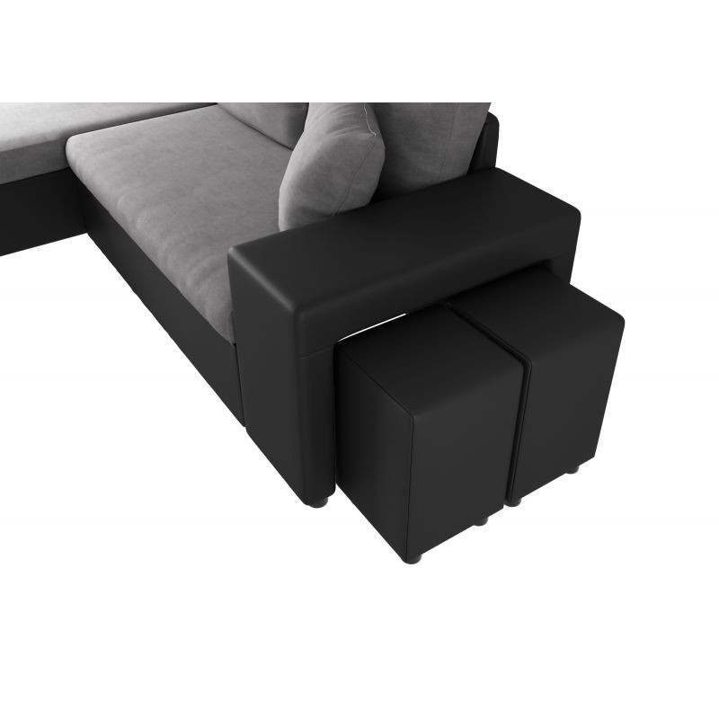 Divano angolare convertibile in microfibra e imitazione Nicchia a sinistra BENTO (grigio, nero) - image 56576
