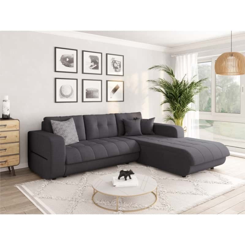 Convertible corner sofa 4 places fabric Right Angle BOND (Dark Grey) - image 56631