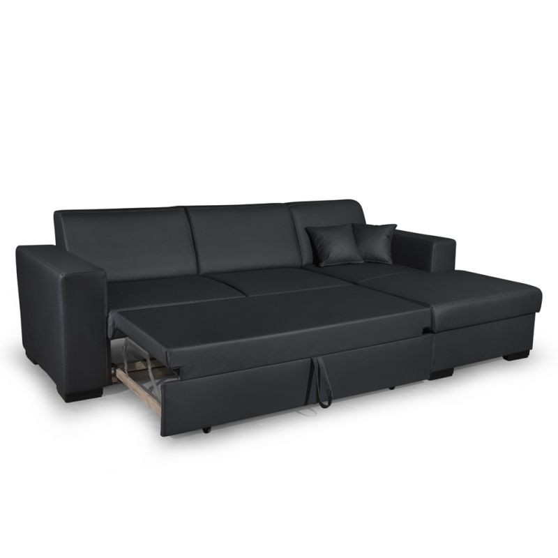 Convertible corner sofa 4 places imitation Right Angle CARIBI (Grey) - image 56647