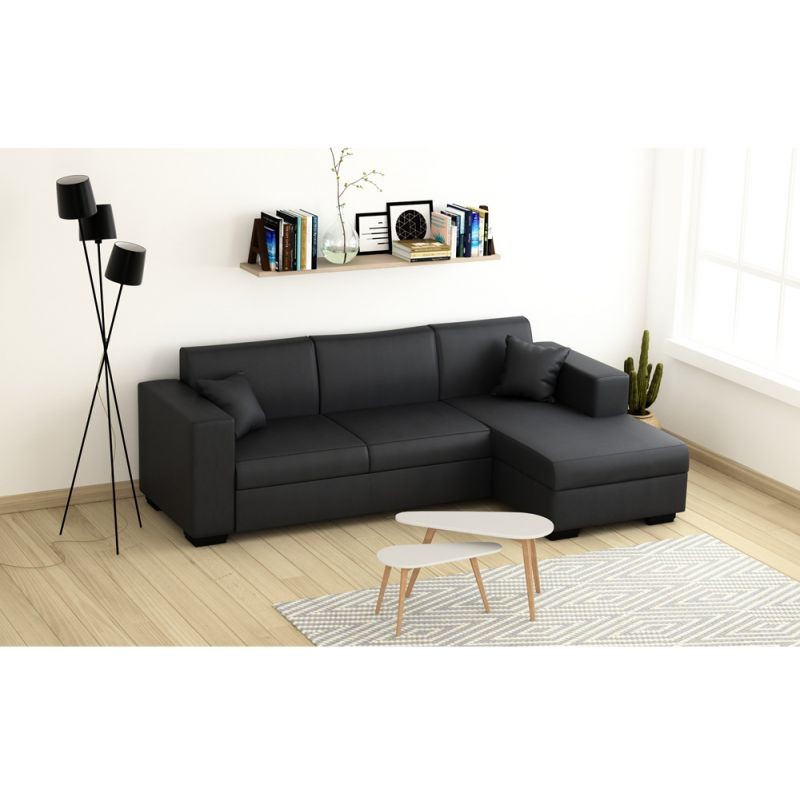 Convertible corner sofa 4 places imitation Right Angle CARIBI (Grey) - image 56653