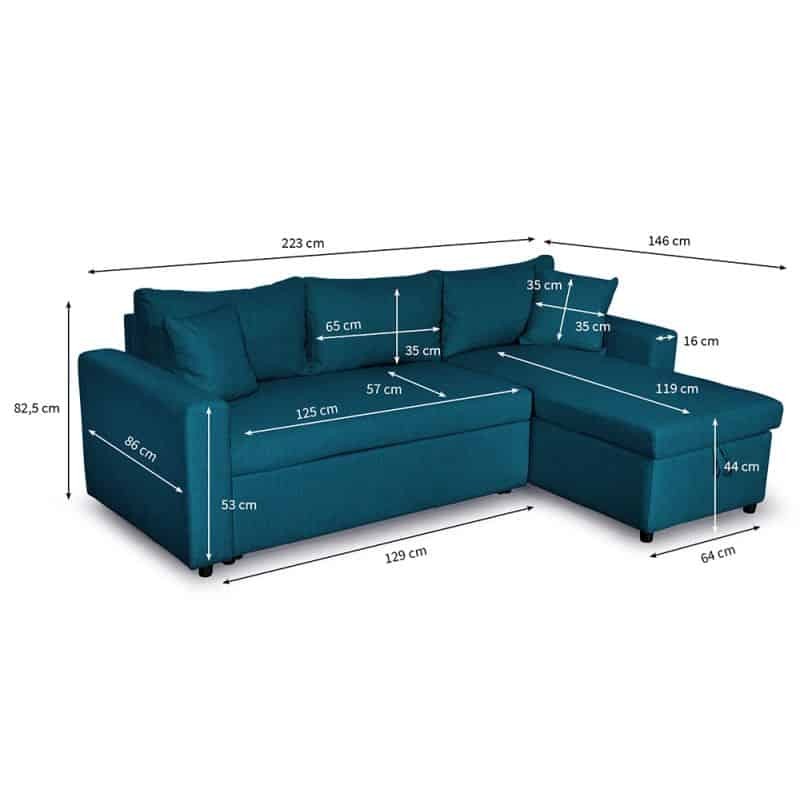 Convertible corner sofa 3 places fabric AMARO (Petrol blue) - image 56683