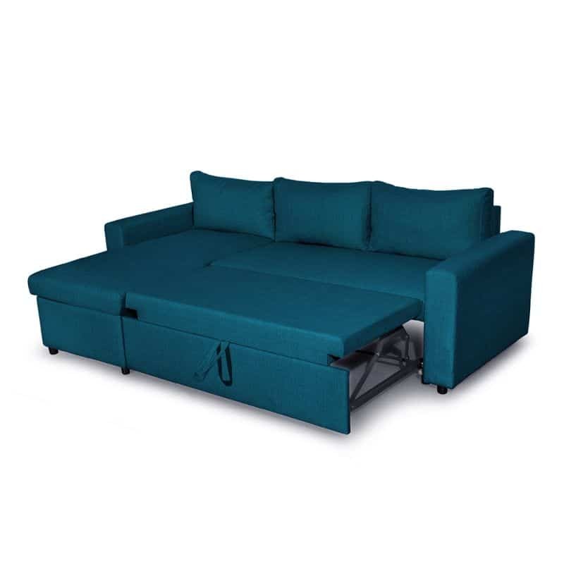 Convertible corner sofa 3 places fabric AMARO (Petrol blue) - image 56684