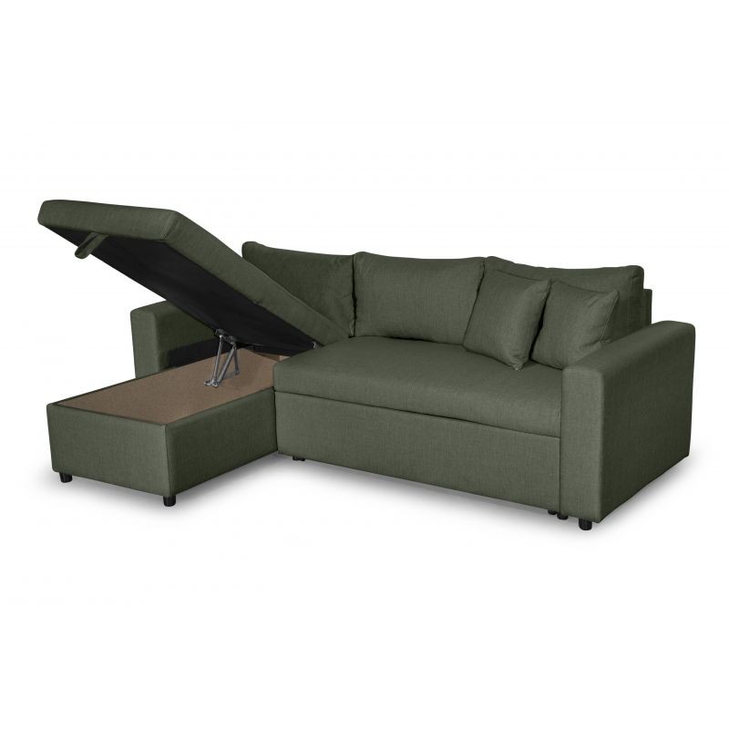 Convertible corner sofa 3 places fabric AMARO (Dark green) - image 56714