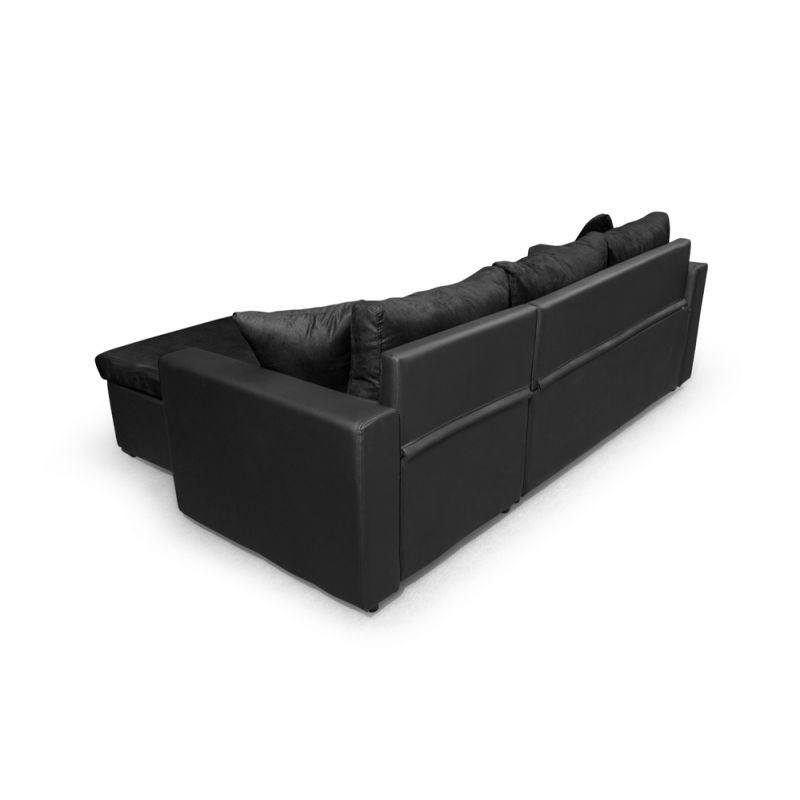 Convertible corner sofa 3 places imitation and microfiber AMARO (Black) - image 56731