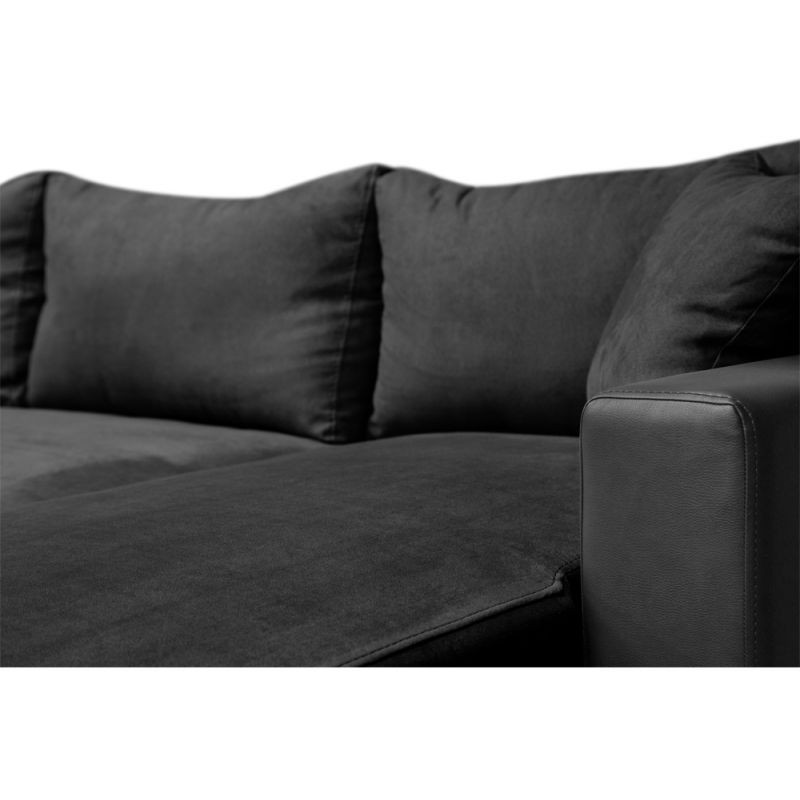 Convertible corner sofa 3 places imitation and microfiber AMARO (Black) - image 56737