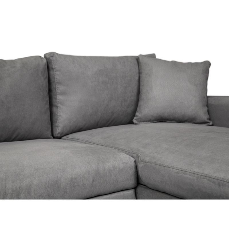 Corner sofa 3 places convertible microfiber AMARO (Grey) - image 56756