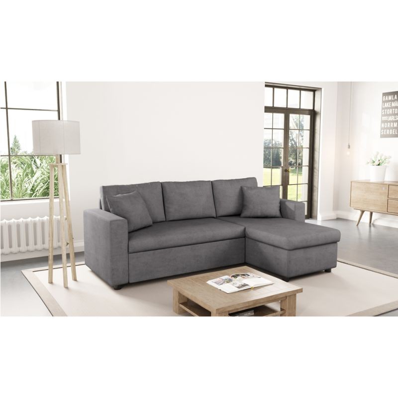 Corner sofa 3 places convertible microfiber AMARO (Grey) - image 56758