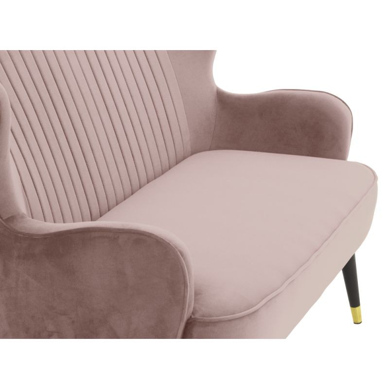 Bench 2 seats velvet and black feet brass CELIO (Pink) - image 56768