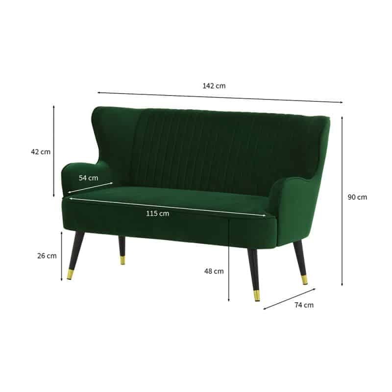 Bench 2 seats velvet and feet black brass CELIO (Green) - image 56770