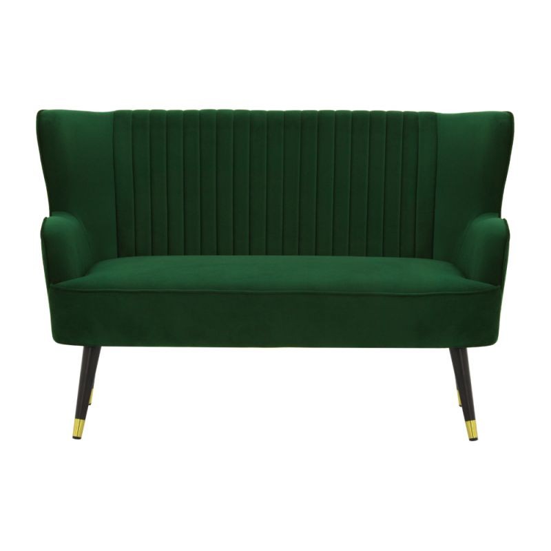 Bench 2 seats velvet and feet black brass CELIO (Green) - image 56772