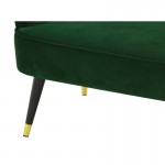 Bench 2 seats velvet and feet black brass CELIO (Green)