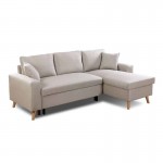 4-seater convertible corner sofa with ARTIKU fabric chest (Beige)