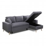 Scandinavian corner sofa convertible 4 places fabric CHOVIN (Dark grey)