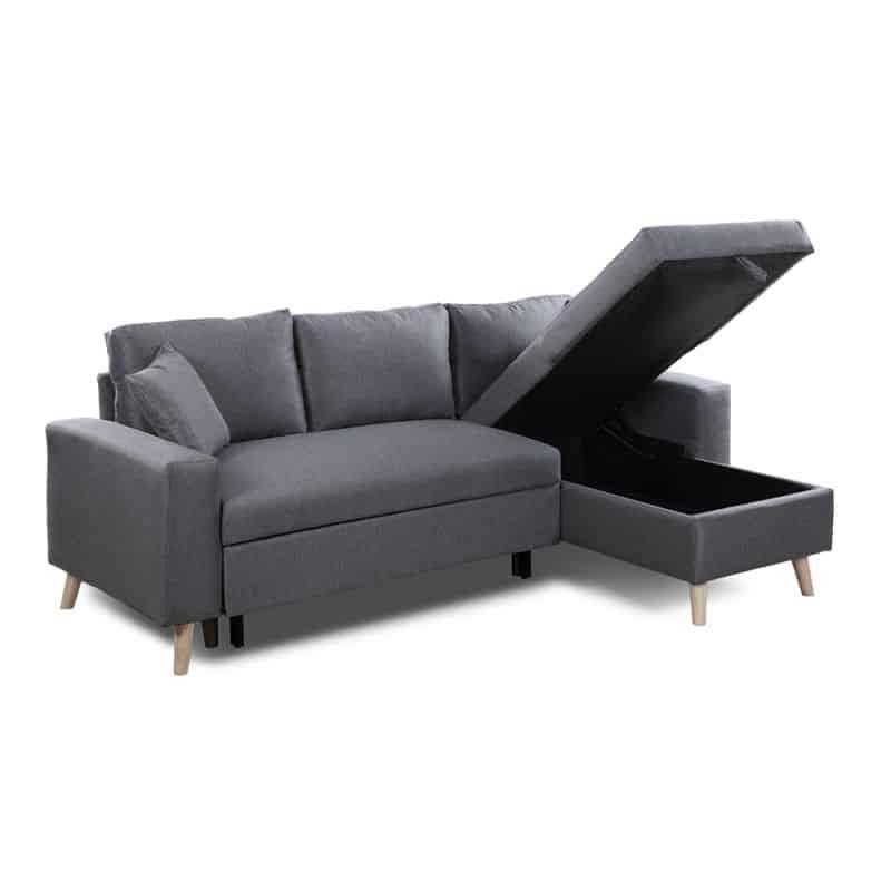 Scandinavian corner sofa convertible 4 places fabric CHOVIN (Dark grey) - image 56812