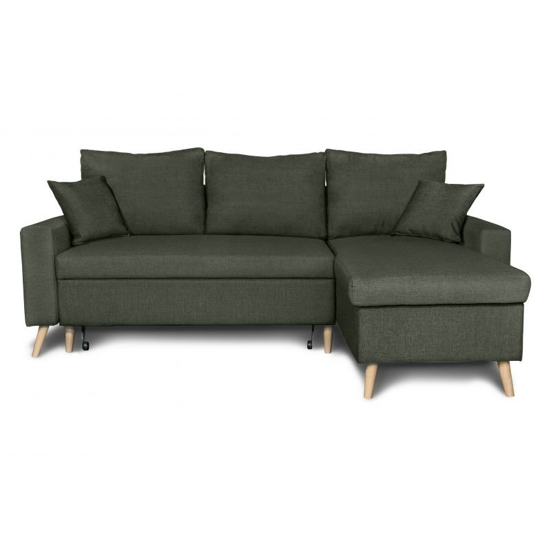 Scandinavian corner sofa convertible 4 places fabric CHOVIN (Dark green) - image 56821