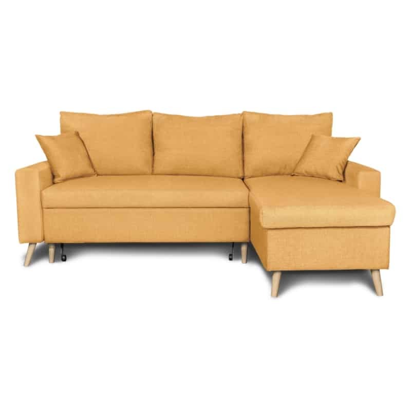 Sofá cama con reposabrazos y tela de poliéster con un acabado de color  amarillo claro Vida XL