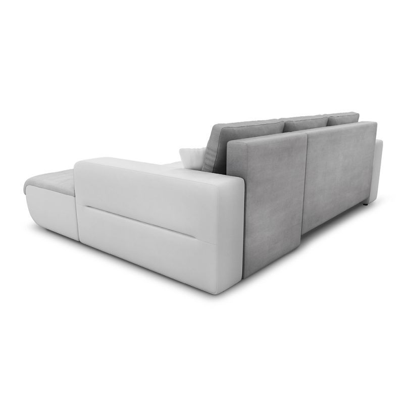 Convertible corner sofa 4 places imitation and microfiber Angle Right Bond (Grey, white) - image 56851