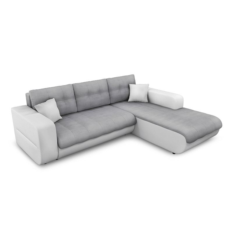 Convertible corner sofa 4 places imitation and microfiber Angle Right Bond (Grey, white) - image 56857