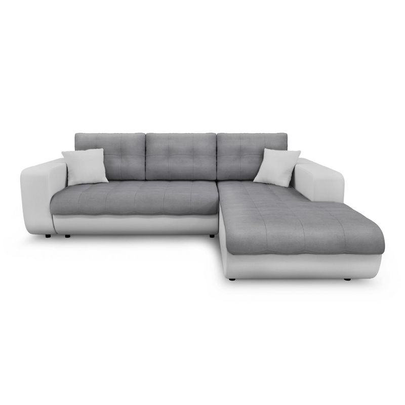 Convertible corner sofa 4 places imitation and microfiber Angle Right Bond (Grey, white) - image 56858