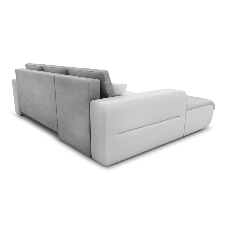 Convertible corner sofa 4 places imitation and microfiber Left Corner BOND (Grey, white) - image 56859
