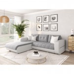Convertible corner sofa 4 places imitation and microfiber Left Corner BOND (Grey, white)
