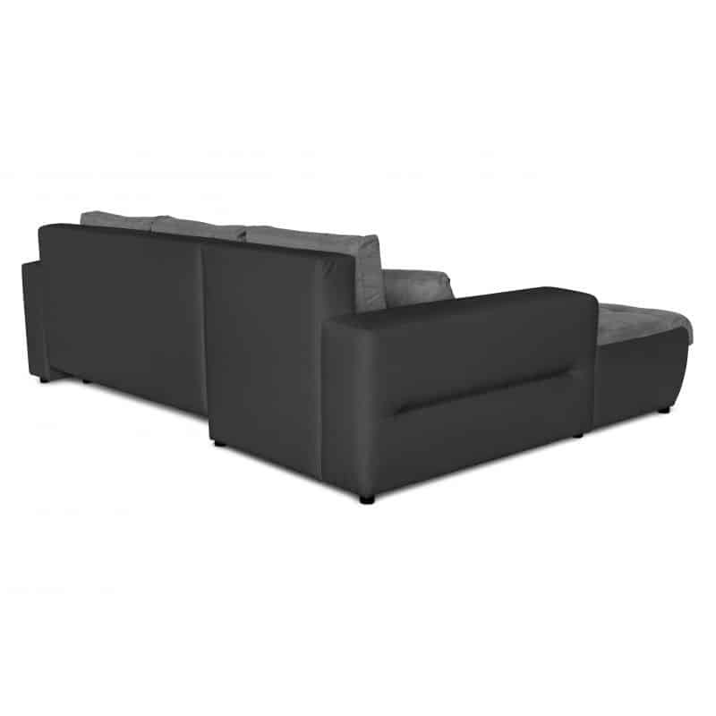 Convertible corner sofa 4 places imitation and microfiber Left Corner BOND (Grey, black) - image 56880